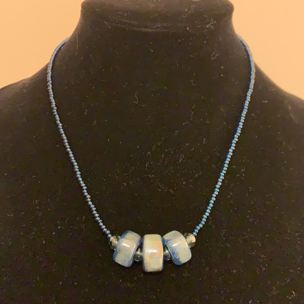 Blue Art glass Necklace FINAL MARKDOWN